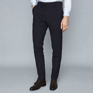 REISS Roody Men's Slim Fit Checked Trousers in Navy Size 36
